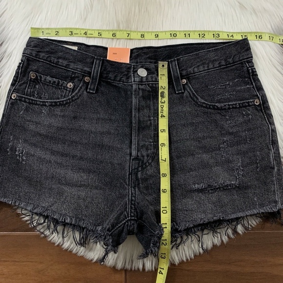 Levi's Size 29 Fun Night Black Distressed‎ 501 Denim Jean Shorts - Picture 3 of 8